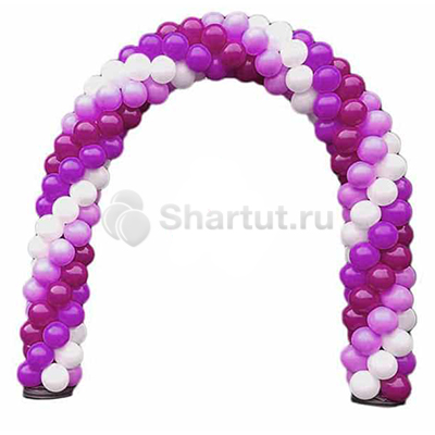 Арка из белых фиолетовых и фуксия шаров 1 м