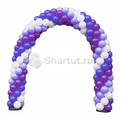 Арка из белых синих фиолетовых и сиреневых шаров 1 м