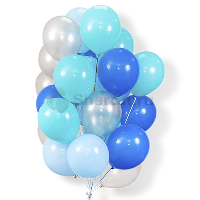 Облако воздушных серо-голубых шариков 25 шт