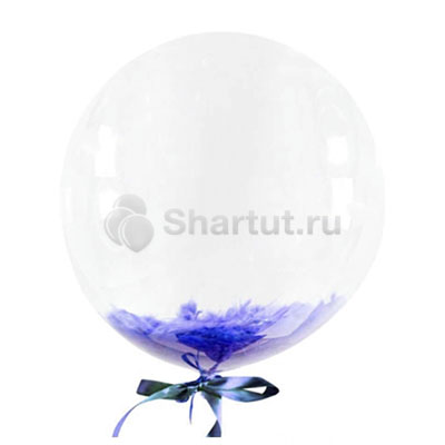 Кристальный шар Bubbles с фиолетовыми перьями