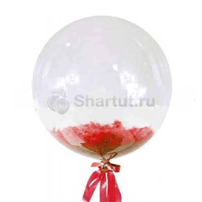 Кристальный шар Bubbles с красными перьями