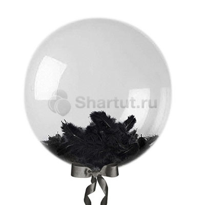 Кристальный шар Bubbles с черными перьями