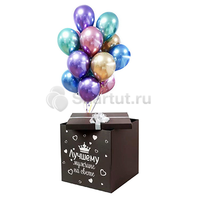 Разноцветные хромированные шарики в черной коробке