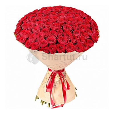 101 красная классическая роза 60 см