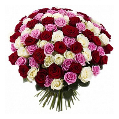 101 разноцветная роза 60 см