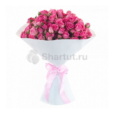 15 кустовых розовых роз 60 см
