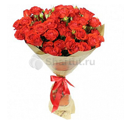 15 кустовых красных роз 60 см