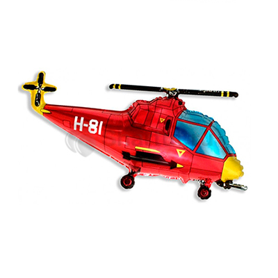 Фольгированный шар фигура «Вертолет» красный