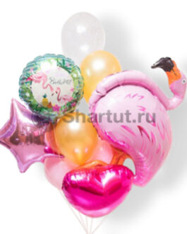 Композиция шаров с фламинго