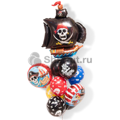 Композиция шаров с пиратским кораблем
