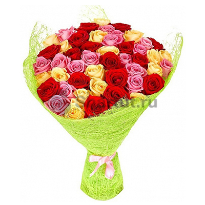 51 разноцветная роза 60 см