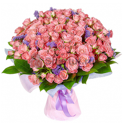 51 кустовая роза с декоративной зеленью 60 см