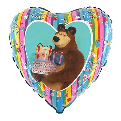 Фольгированный шар Медведь сердце